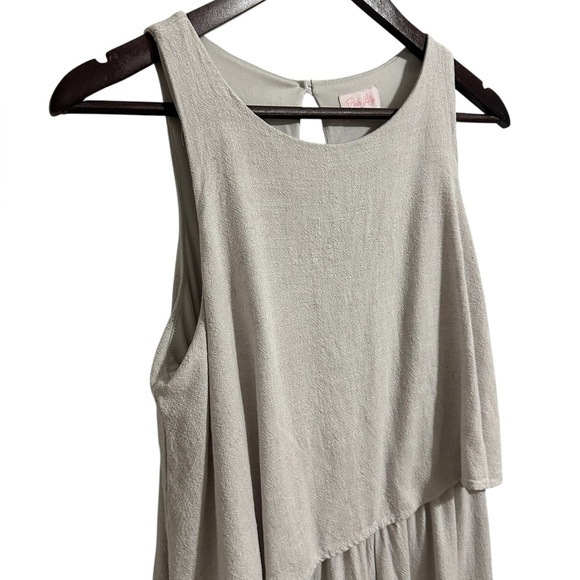 Pink Lily Gray Sleeveless  Linen Blend Jumpsuit Romper Lagenlook Medium Cropped - Picture 4 of 9